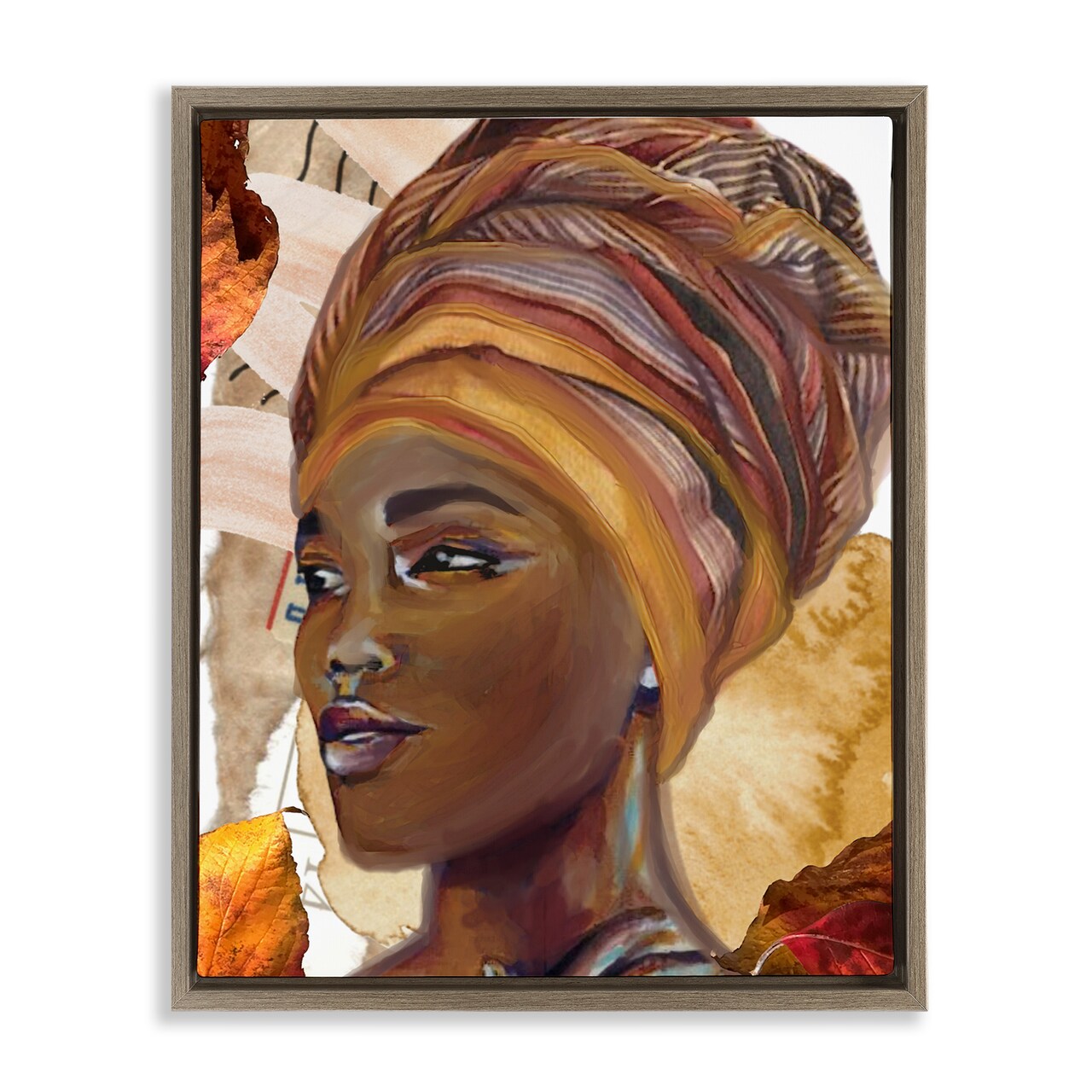 Stupell Industries Natural Tone Woman Portrait Framed Floater Canvas Wall Art Design by Jesse Keith